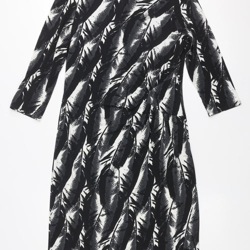 Debenhams Women Black Size 12 Shift Dress 3/4 Sleeve Stretch Jersey
