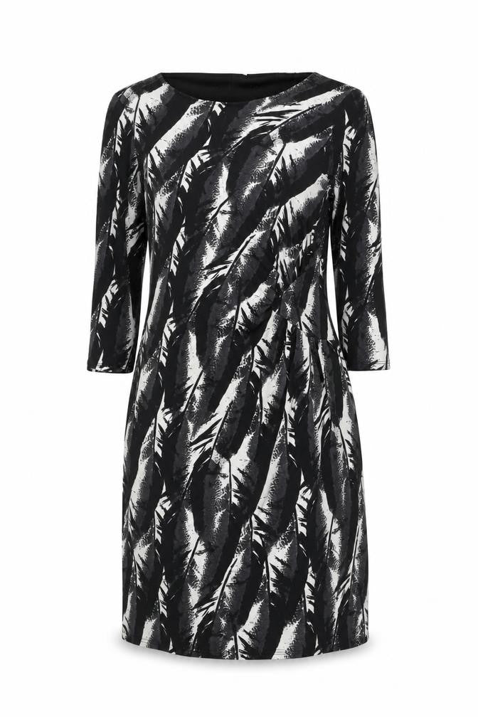 Debenhams Women Black Size 12 Shift Dress 3/4 Sleeve Stretch Jersey