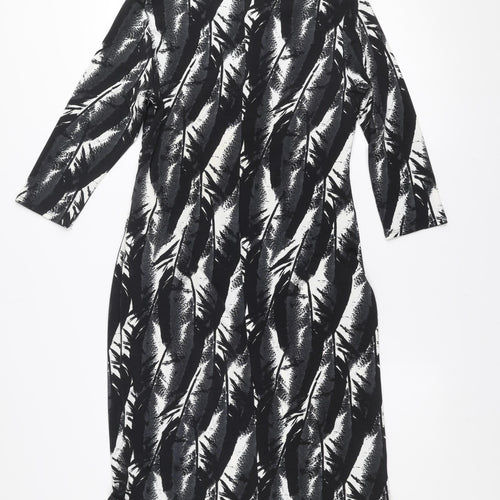 Debenhams Women Black Size 12 Shift Dress 3/4 Sleeve Stretch Jersey