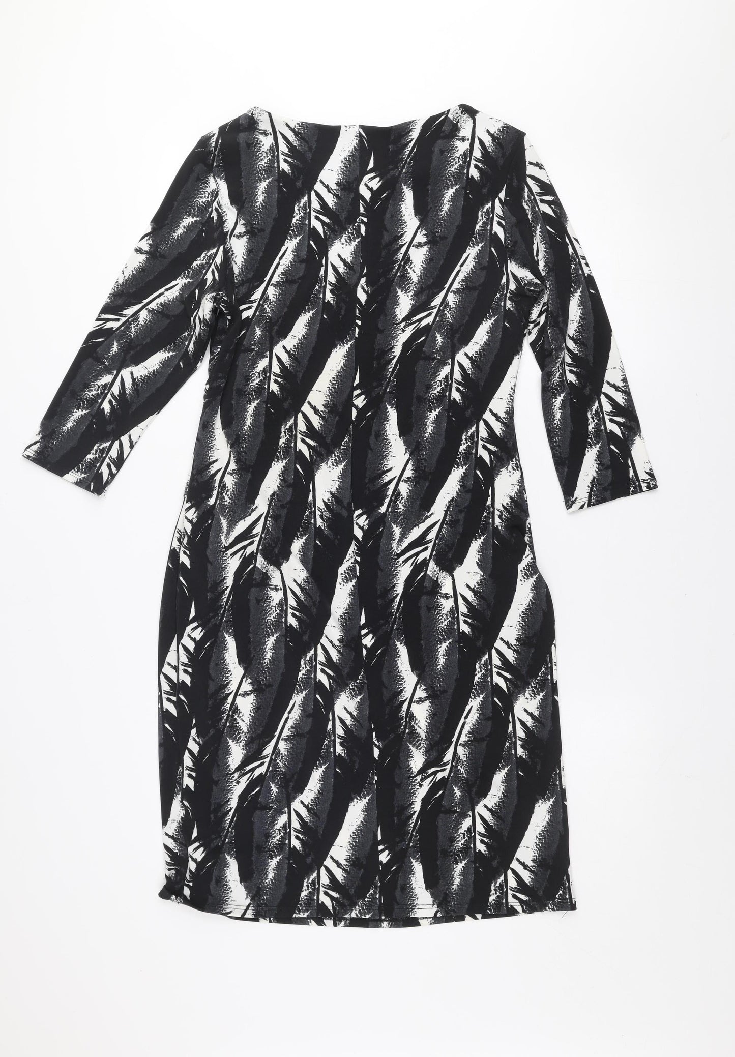Debenhams Women Black Size 12 Shift Dress 3/4 Sleeve Stretch Jersey
