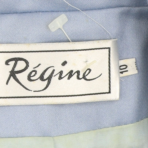 Régine Womens Blue Wool Long Overcoat Size 10 Classic Style