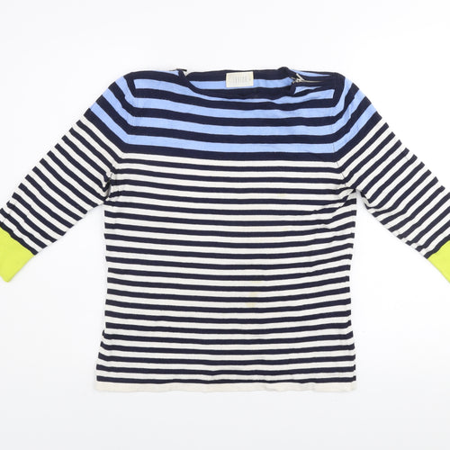 Savida Women’s Multicoloured Striped 3/4 Sleeve Boat Neck Pullover Jumper Size S
