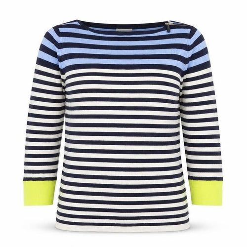 Savida Women’s Multicoloured Striped 3/4 Sleeve Boat Neck Pullover Jumper Size S