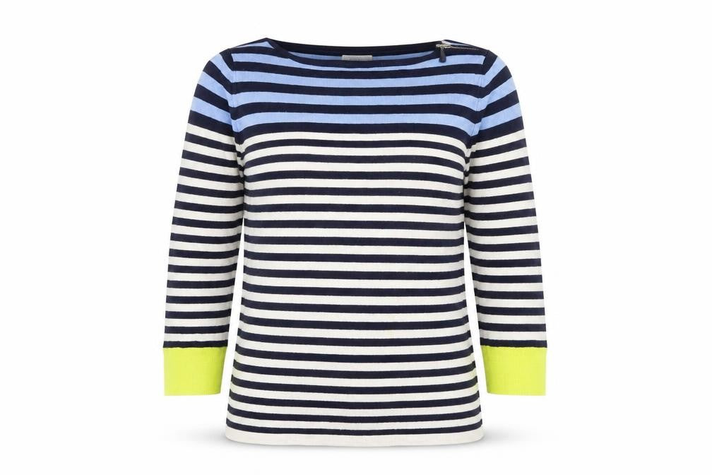 Savida Women’s Multicoloured Striped 3/4 Sleeve Boat Neck Pullover Jumper Size S