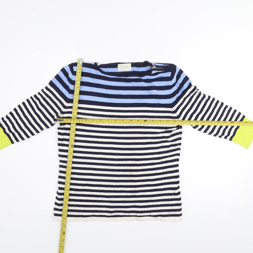 Savida Women’s Multicoloured Striped 3/4 Sleeve Boat Neck Pullover Jumper Size S