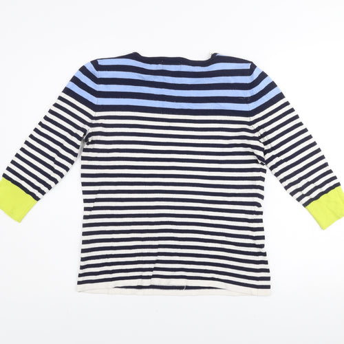 Savida Women’s Multicoloured Striped 3/4 Sleeve Boat Neck Pullover Jumper Size S