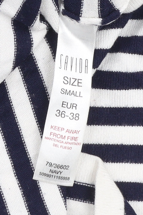 Savida Women’s Multicoloured Striped 3/4 Sleeve Boat Neck Pullover Jumper Size S