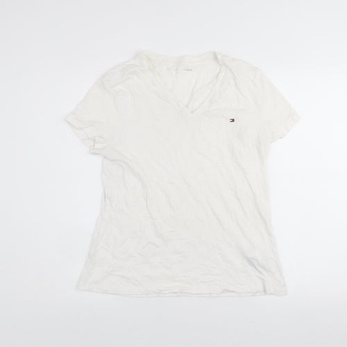 Tommy Hilfiger Men's White V-Neck Cotton T-Shirt Size L