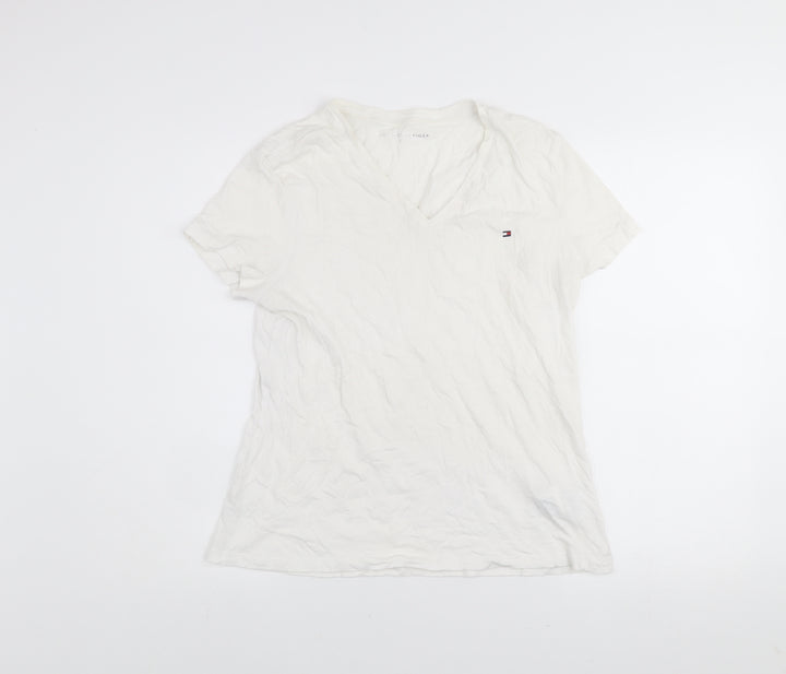Tommy Hilfiger Men's White V-Neck Cotton T-Shirt Size L