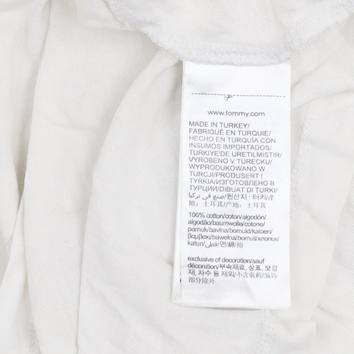 Tommy Hilfiger Men's White V-Neck Cotton T-Shirt Size L