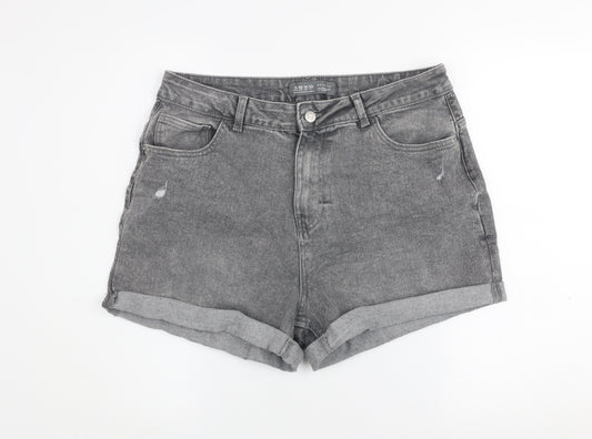 Primark Women Grey Size 18 Denim Shorts Mid Rise Casual Stretch