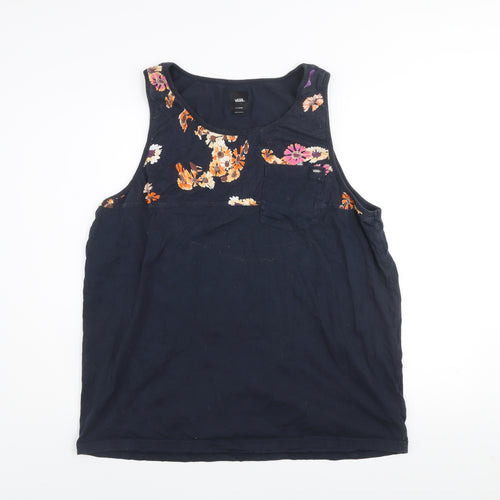 Vans Mens Navy Floral Sleeveless Cotton Tank Top XL
