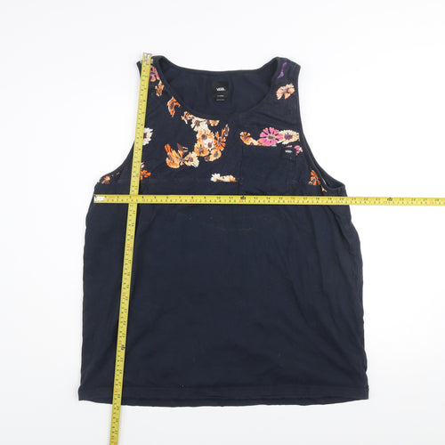 Vans Mens Navy Floral Sleeveless Cotton Tank Top XL