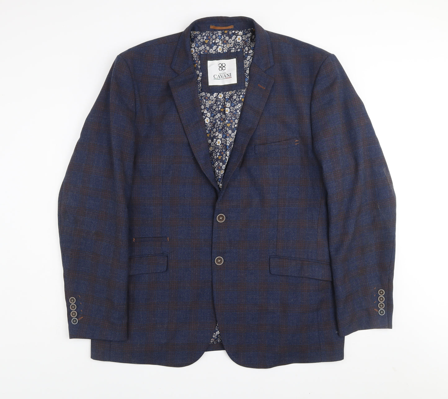 House of Cavani Men's Blue Check Tweed Blazer Jacket 50R