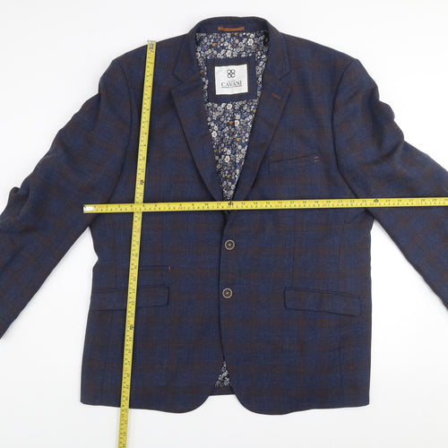 House of Cavani Men's Blue Check Tweed Blazer Jacket 50R