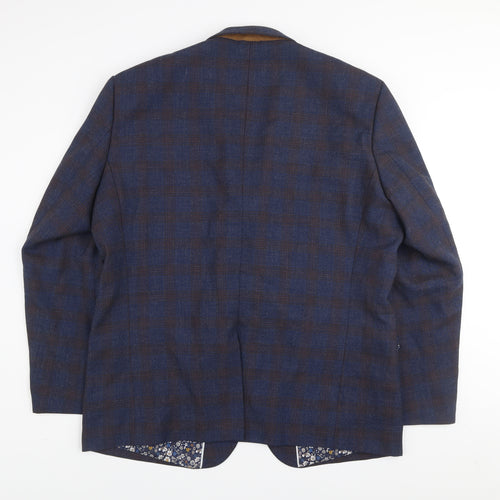 House of Cavani Men's Blue Check Tweed Blazer Jacket 50R