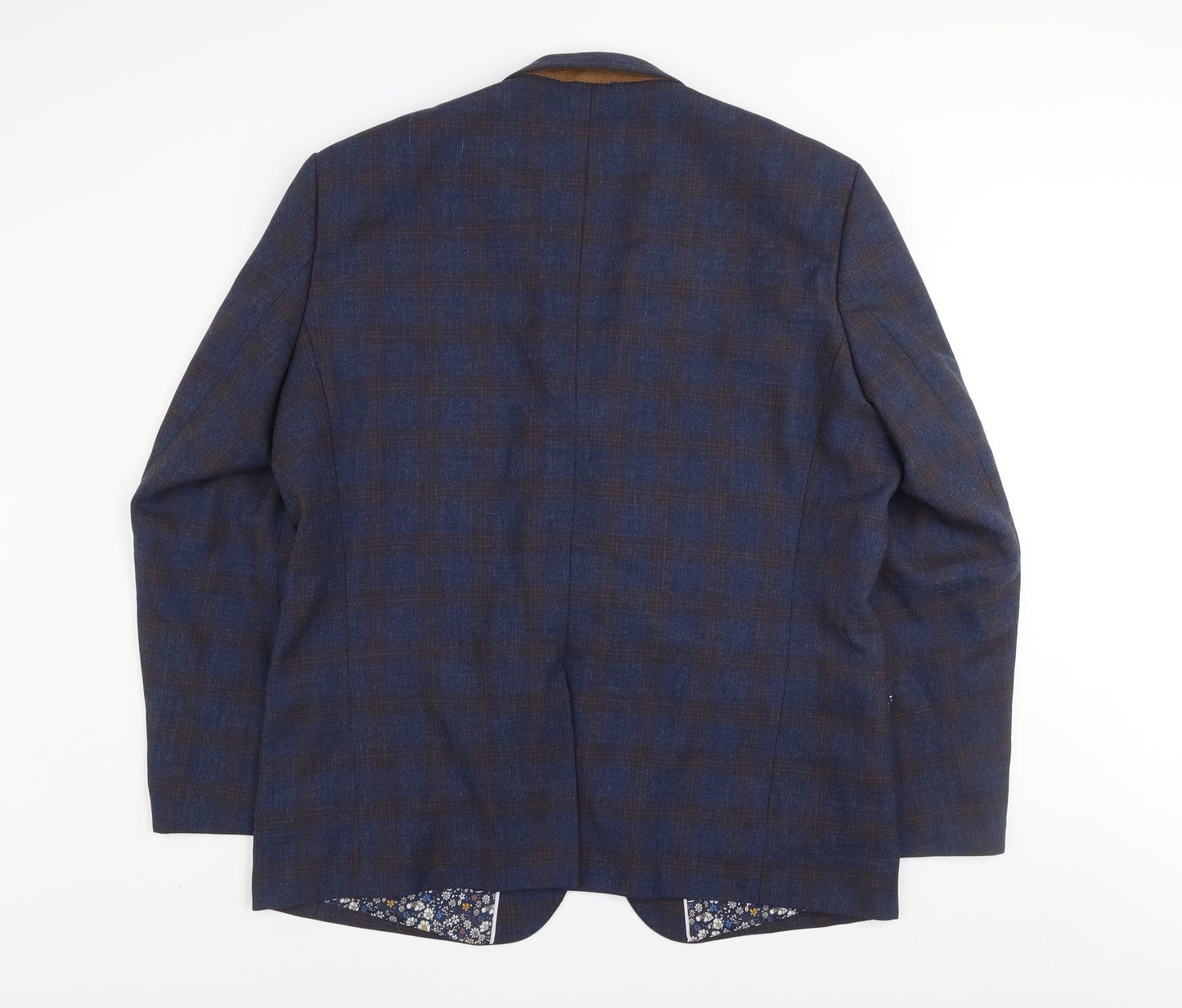 House of Cavani Men's Blue Check Tweed Blazer Jacket 50R
