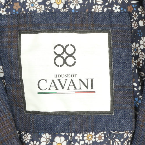House of Cavani Men's Blue Check Tweed Blazer Jacket 50R