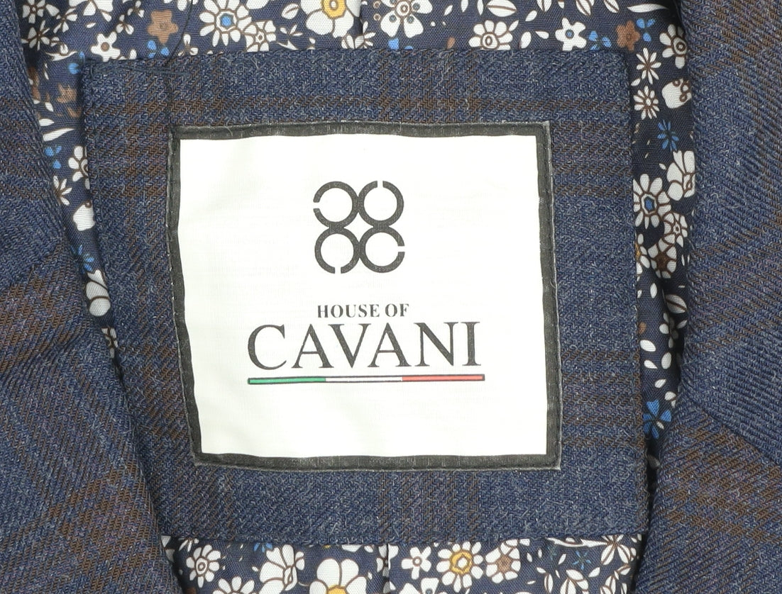 House of Cavani Men's Blue Check Tweed Blazer Jacket 50R