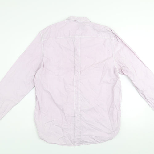 River Island Men's Pink Long Sleeve Cotton Button-Up Shirt Size L
