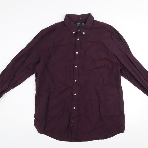 Paul Costelloe Men’s Burgundy Cotton Button-Up Shirt XL Regular Fit