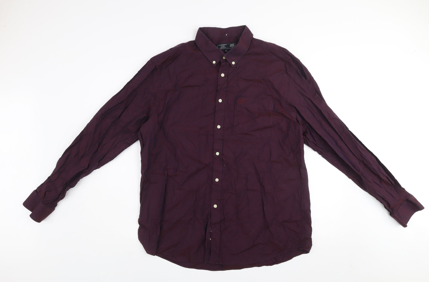 Paul Costelloe Men’s Burgundy Cotton Button-Up Shirt XL Regular Fit