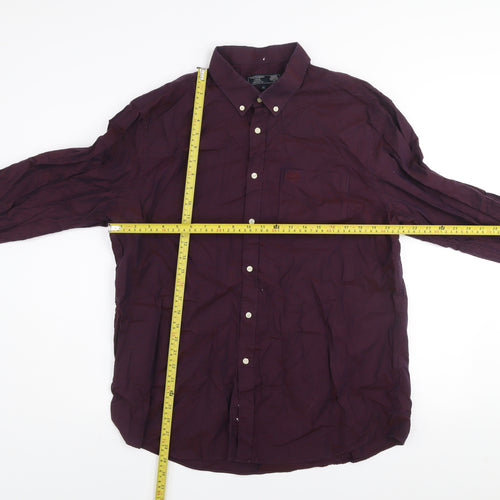 Paul Costelloe Men’s Burgundy Cotton Button-Up Shirt XL Regular Fit