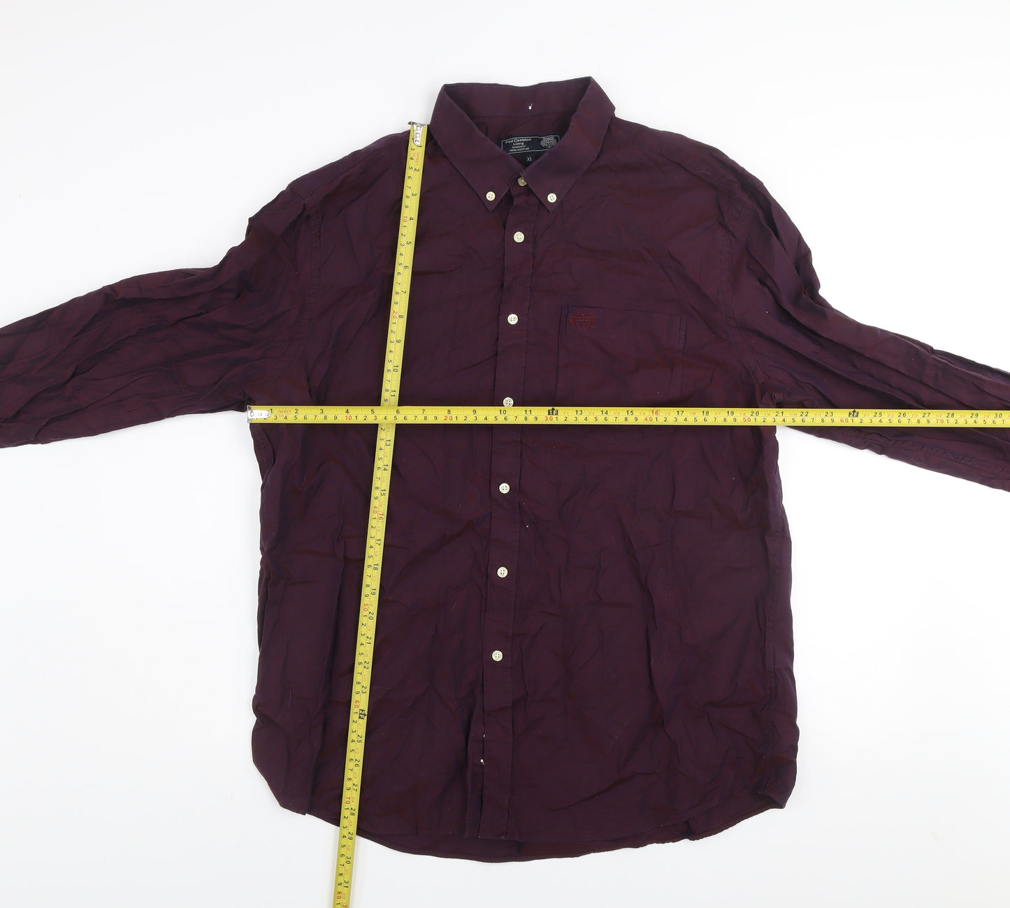 Paul Costelloe Men’s Burgundy Cotton Button-Up Shirt XL Regular Fit