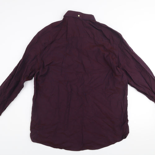 Paul Costelloe Men’s Burgundy Cotton Button-Up Shirt XL Regular Fit