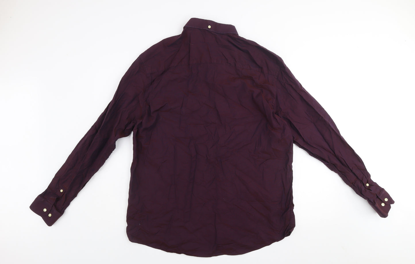 Paul Costelloe Men’s Burgundy Cotton Button-Up Shirt XL Regular Fit