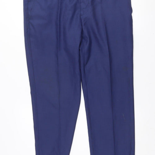 Benetti Men's Blue Slim Fit Wool Blend Dress Trousers Size 36