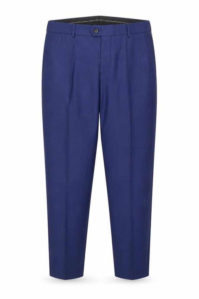 Benetti Men's Blue Slim Fit Wool Blend Dress Trousers Size 36