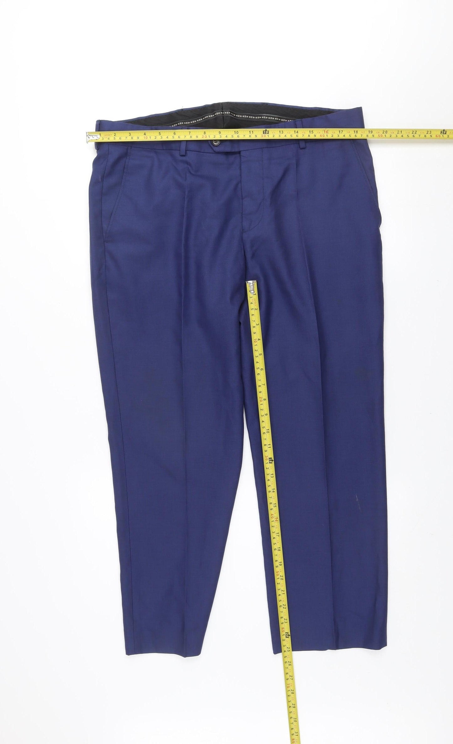 Benetti Men's Blue Slim Fit Wool Blend Dress Trousers Size 36