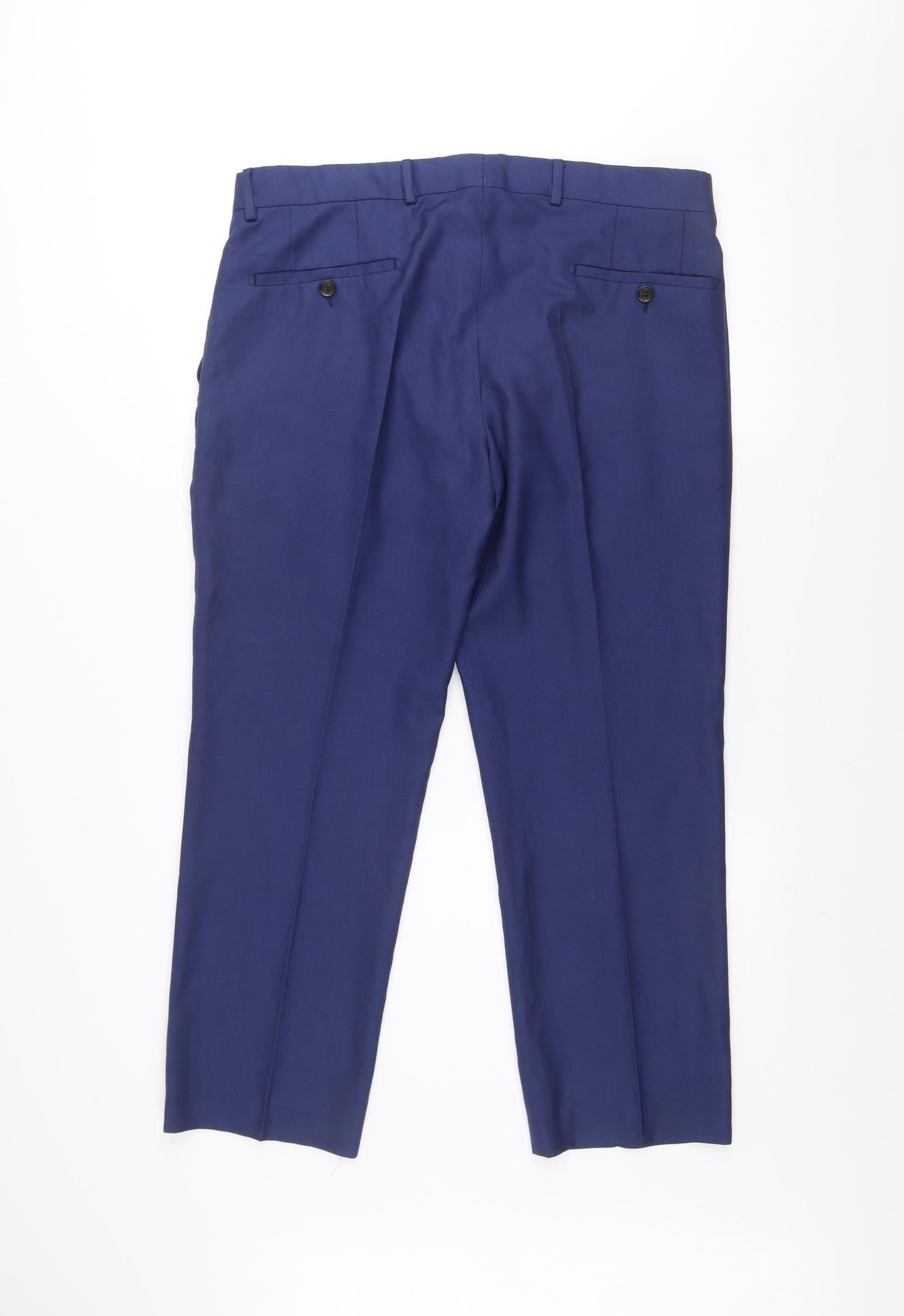 Benetti Men's Blue Slim Fit Wool Blend Dress Trousers Size 36