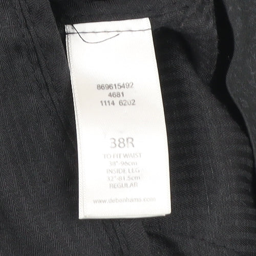 Debenhams Men’s Grey Checked Wool Blend Dress Pants 38R Regular