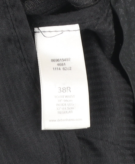 Debenhams Men’s Grey Checked Wool Blend Dress Pants 38R Regular