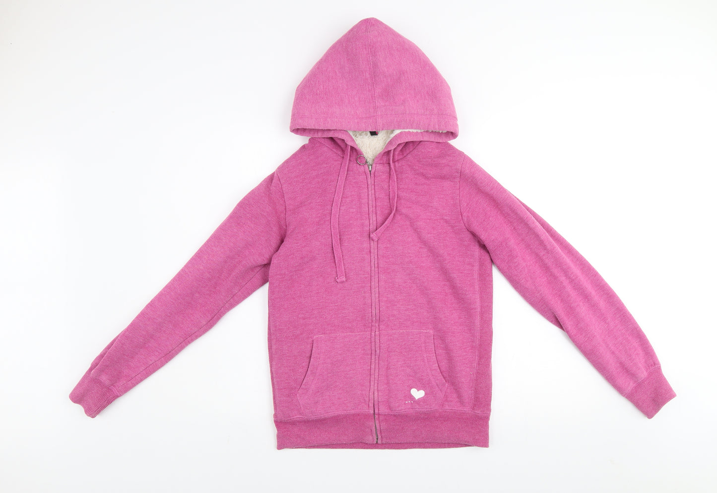 Fishbone Women Pink Medium Hooded Full Zip Fleece Lined Jacket
