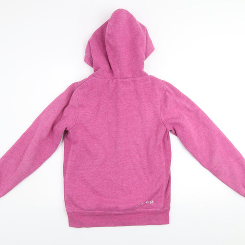 Fishbone Women Pink Medium Hooded Full Zip Fleece Lined Jacket