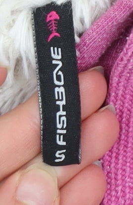 Fishbone Women Pink Medium Hooded Full Zip Fleece Lined Jacket