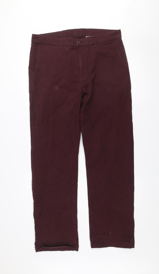 Dunnes Stores Men's Brown 34R Chino Trousers Cotton Blend