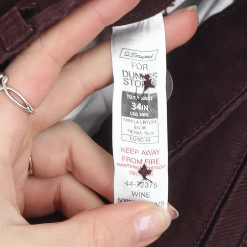 Dunnes Stores Men's Brown 34R Chino Trousers Cotton Blend