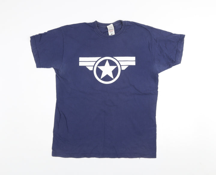Fruit of the Loom Men's Blue Cotton Graphic Print T-Shirt M