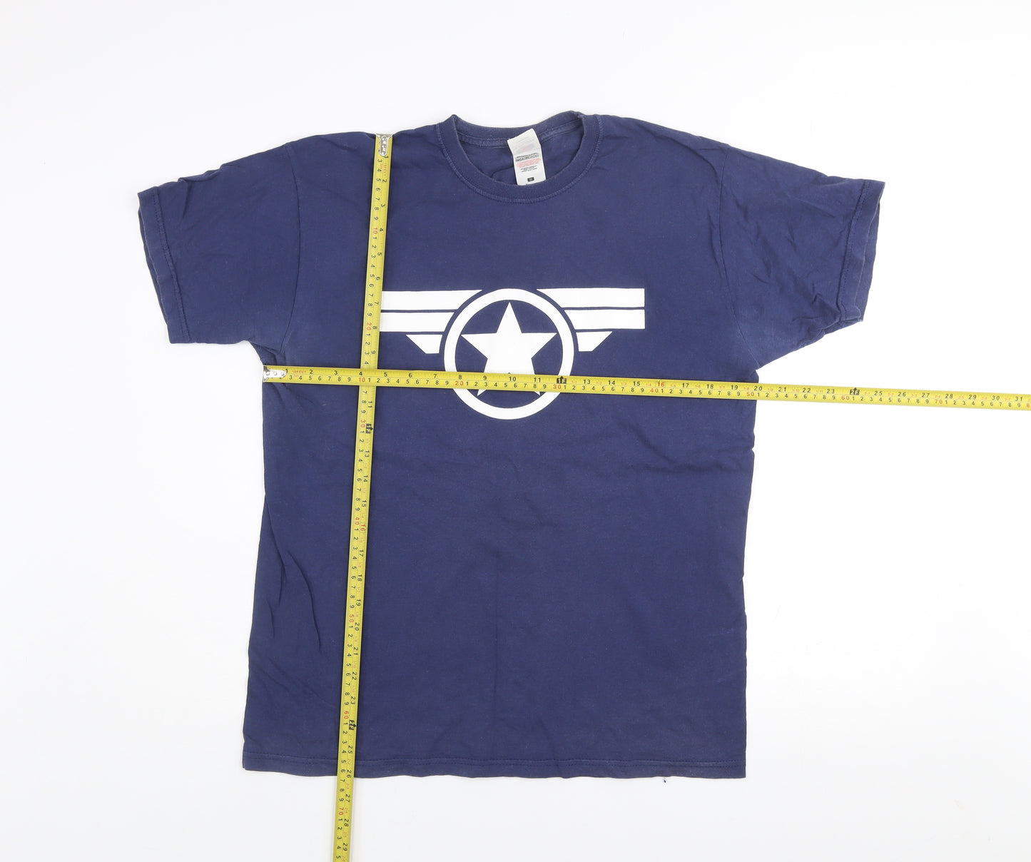 Fruit of the Loom Men's Blue Cotton Graphic Print T-Shirt M