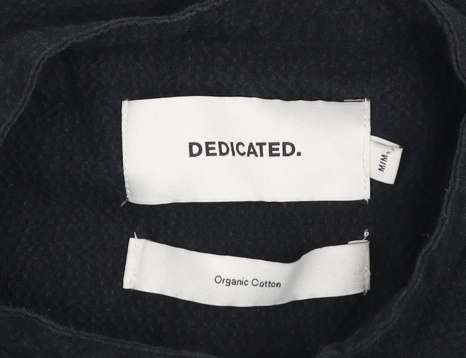 Dedicated Men's Black Organic Cotton Band Collar Long Sleeve Shirt Medium