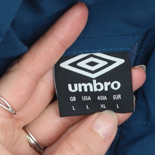 Umbro Men's Blue Hooded Windbreaker Jacket L
