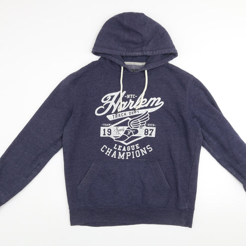 Dunnes Men's Blue Pullover Hoodie L Graphic Print League Champions
