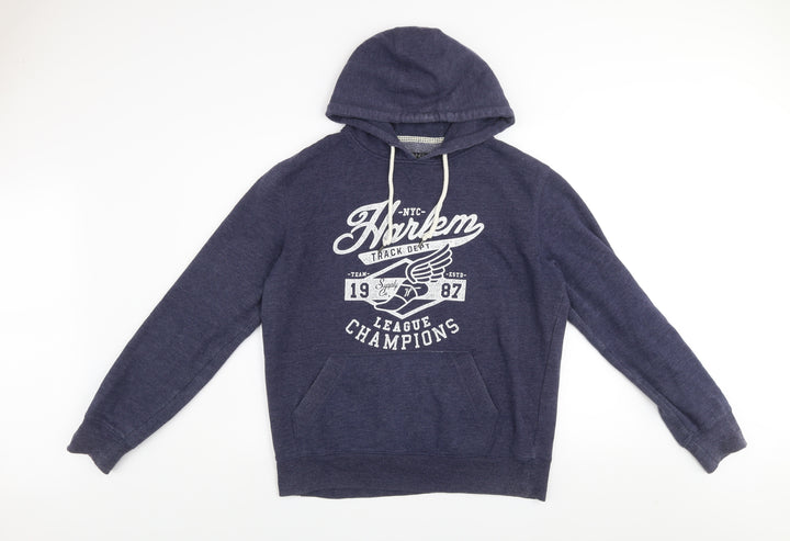 Dunnes Men's Blue Pullover Hoodie L Graphic Print League Champions