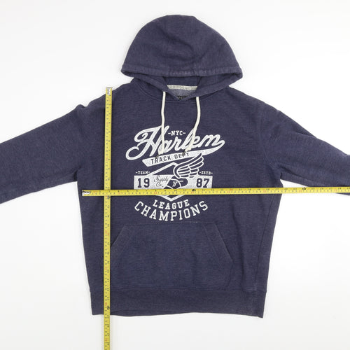 Dunnes Men's Blue Pullover Hoodie L Graphic Print League Champions