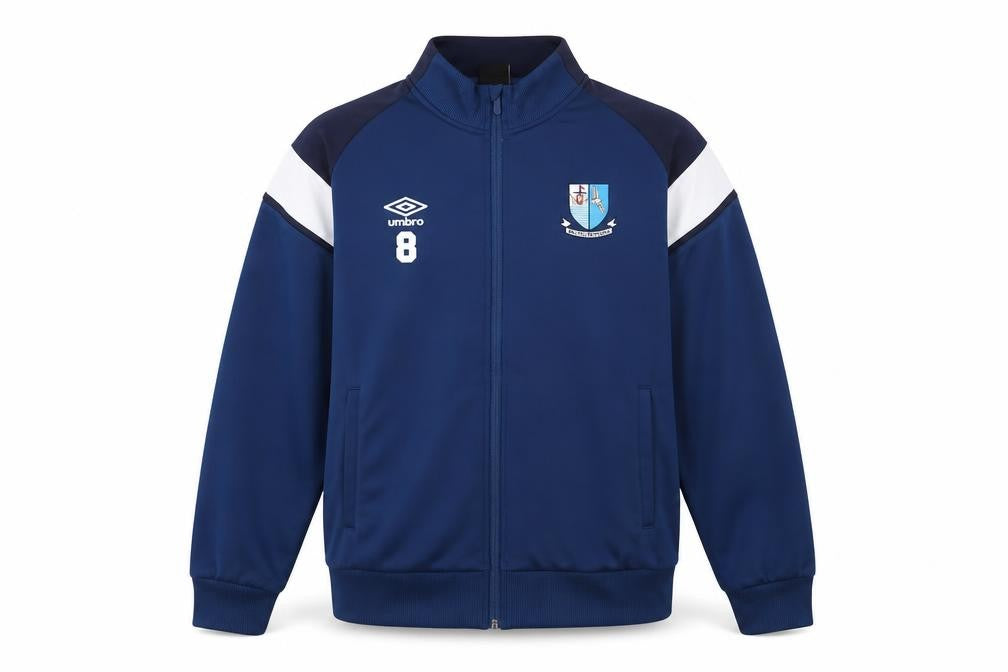 Front view of Umbro Men's Blue XL Track Jacket Full Zip Polyester Football Training Top