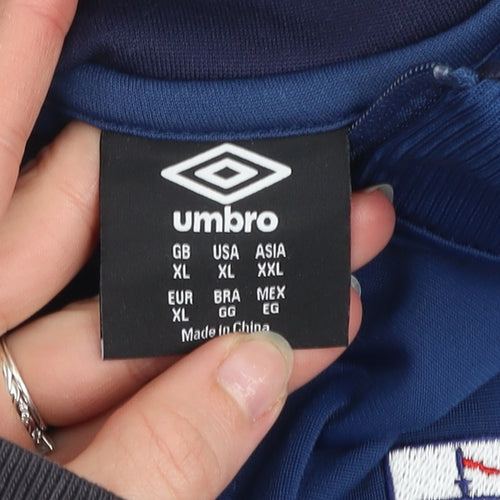 Umbro Men's Blue XL Track Jacket Full Zip Polyester Football Training Top